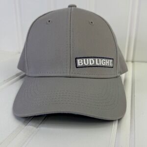 Bud Light Ball Cap‎ Embroidered  Gray One Size Fits Most Men's EUC